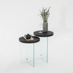 Juego de mesa de centro Serenity 2 Antracita Transparente Practica Hogar