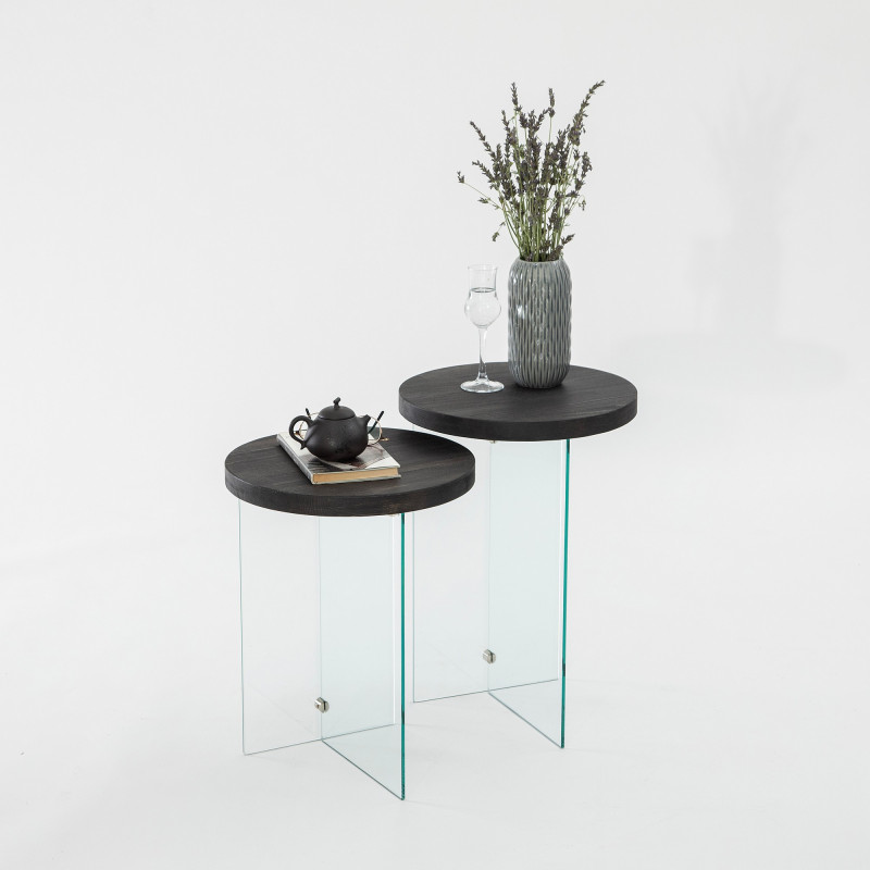 Juego de mesa de centro Serenity 2 Antracita Transparente Practica Hogar Juego de mesa de centro Serenity 2 Antracita Transparente Practica Hogar