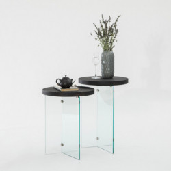 Juego de mesa de centro Serenity 2 Antracita Transparente Practica Hogar