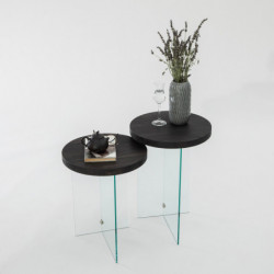 Juego de mesa de centro Serenity 2 Antracita Transparente Practica Hogar
