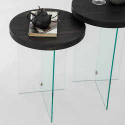 Juego de mesa de centro Serenity 2 Antracita Transparente Practica Hogar