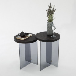 Juego de mesa de centro Serenity 2 Antracita Gris oscuro Practica Hogar