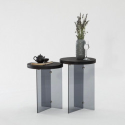 Juego de mesa de centro Serenity 2 Antracita Gris oscuro Practica Hogar