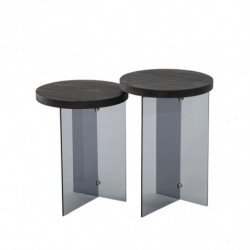 Juego de mesa de centro Serenity 2 Antracita Gris oscuro Practica Hogar