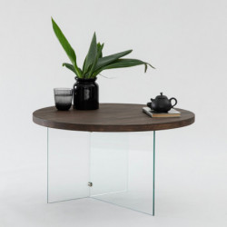 Mesa de centro Serenity Transparente Nogal Practica Hogar