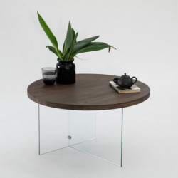 Mesa de centro Serenity Transparente Nogal Practica Hogar
