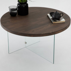 Mesa de centro Serenity Transparente Nogal Practica Hogar