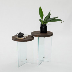 Juego de mesa de centro Serenity 2 Transparente Nogal Practica Hogar