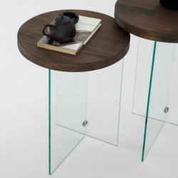 Juego de mesa de centro Serenity 2 Transparente Nogal Practica Hogar
