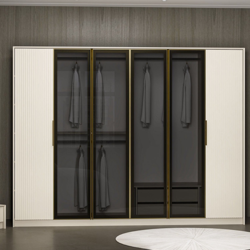 Armario Lux 7937 humo dorado blanco Practica Hogar Armario Lux 7937 humo dorado blanco Practica Hogar
