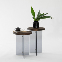 Juego de mesa de centro Serenity 2 Nogal Gris oscuro Practica Hogar