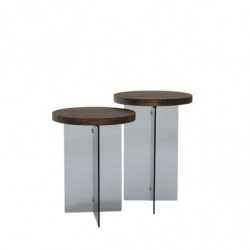 Juego de mesa de centro Serenity 2 Nogal Gris oscuro Practica Hogar