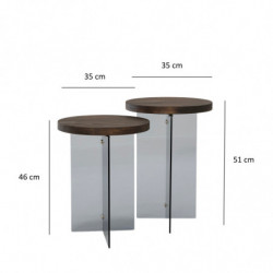 Juego de mesa de centro Serenity 2 Nogal Gris oscuro Practica Hogar