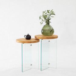 Juego de mesa de centro Serenity 2 Roble Transparente Practica Hogar