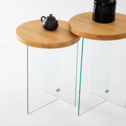 Juego de mesa de centro Serenity 2 Roble Transparente Practica Hogar