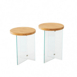 Juego de mesa de centro Serenity 2 Roble Transparente Practica Hogar