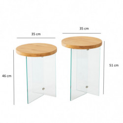 Juego de mesa de centro Serenity 2 Roble Transparente Practica Hogar