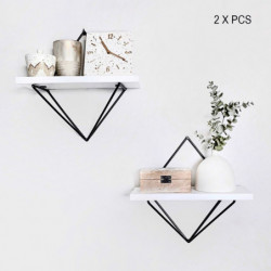 Estante de pared WR047 blanco negro 22x30x14 cm (2 piezas) Practica Hogar