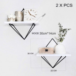 Estante de pared WR047 blanco negro 22x30x14 cm (2 piezas) Practica Hogar