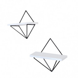 Estante de pared WR047 blanco negro 22x30x14 cm (2 piezas) Practica Hogar