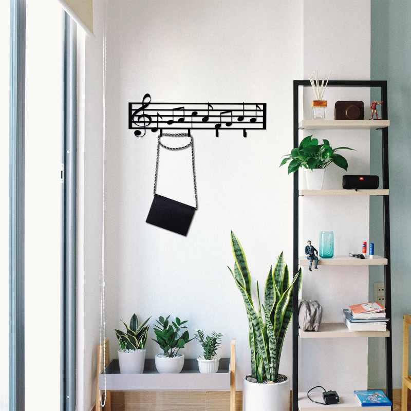 Perchero de pared de metal Note negro 60x19 cm Practica Hogar
