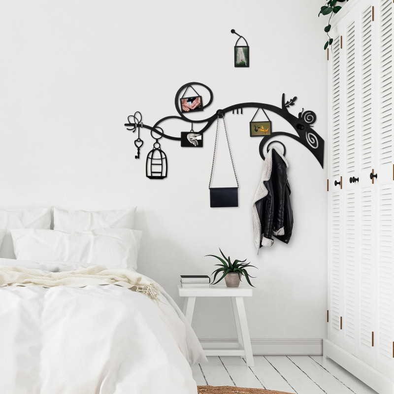 Perchero de pared de metal Agach negro 148x5x93 cm Practica Hogar