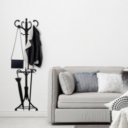 Perchero de pared de metal Portmanto negro 50x8x196 cm Practica Hogar