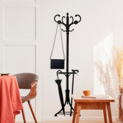 Perchero de pared de metal Portmanto negro 50x8x196 cm Practica Hogar