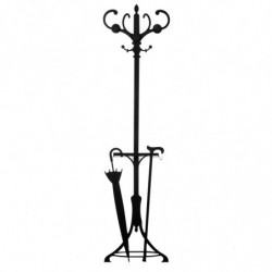 Perchero de pared de metal Portmanto negro 50x8x196 cm Practica Hogar