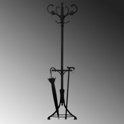 Perchero de pared de metal Portmanto negro 50x8x196 cm Practica Hogar