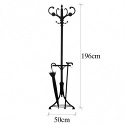 Perchero de pared de metal Portmanto negro 50x8x196 cm Practica Hogar