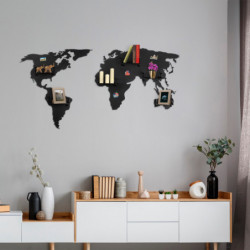 Perchero de pared de metal Dünya Haritası WSH-25 negro 160x7x80 cm Practica Hogar