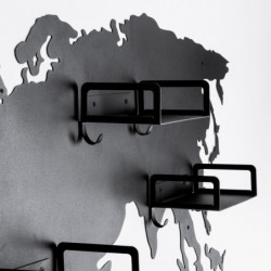 Perchero de pared de metal Dünya Haritası WSH-25 negro 160x7x80 cm Practica Hogar