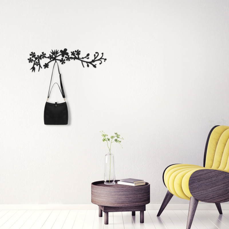 Perchero de pared de metal Bahar WSH-18 negro 70x3x23 cm Practica Hogar
