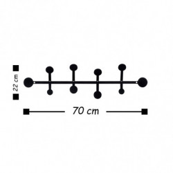 Perchero de pared de metal Rod negro 70x22 cm Practica Hogar