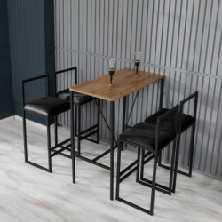 Juego de mesa y taburete de bar (5 piezas) Nordic Nogal Negro Practica Hogar