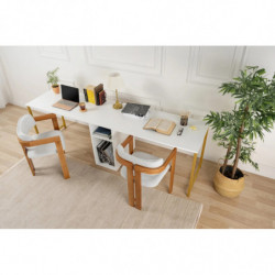 Escritorio doble Massasi 240 cm Blanco Dorado Practica Hogar
