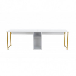 Escritorio doble Massasi 240 cm Blanco Dorado Practica Hogar