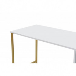 Escritorio doble Massasi 240 cm Blanco Dorado Practica Hogar