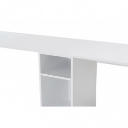 Escritorio doble Massasi 240 cm Blanco Dorado Practica Hogar