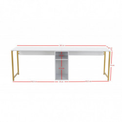 Escritorio doble Massasi 240 cm Blanco Dorado Practica Hogar
