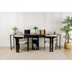 Escritorio doble Massasi 240 cm Antracita Negro Practica Hogar