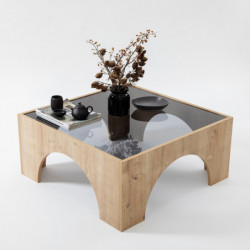 Mesa de centro Seine Gris oscuro Roble Practica Hogar
