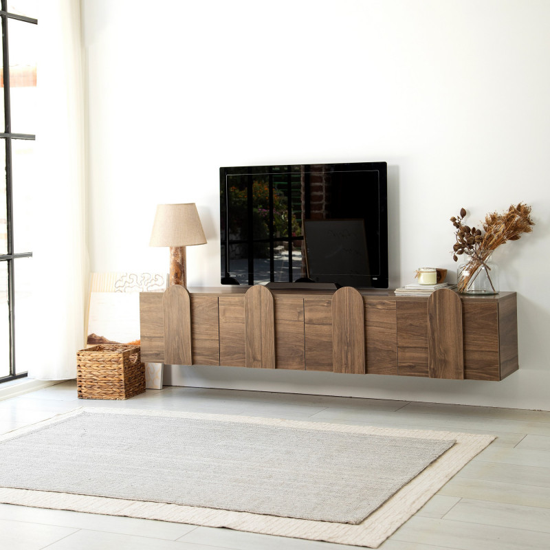 Mueble TV New Line Nogal Practica Hogar Mueble TV New Line Nogal Practica Hogar