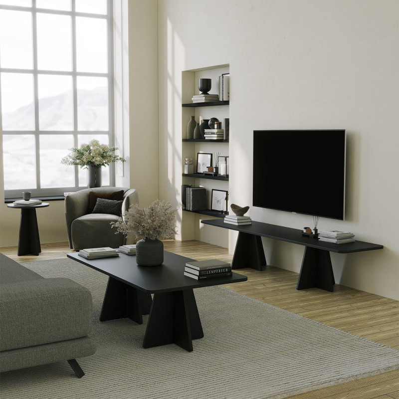 Mueble TV Mushroom Negro Practica Hogar Mueble TV Mushroom Negro Practica Hogar