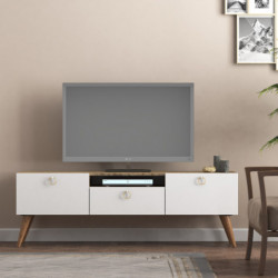 Mueble TV Ece Roble Blanco Practica Hogar