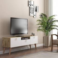 Mueble TV Ece Roble Blanco Practica Hogar
