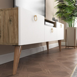 Mueble TV Ece Roble Blanco Practica Hogar