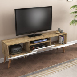 Mueble TV Ece Roble Blanco Practica Hogar