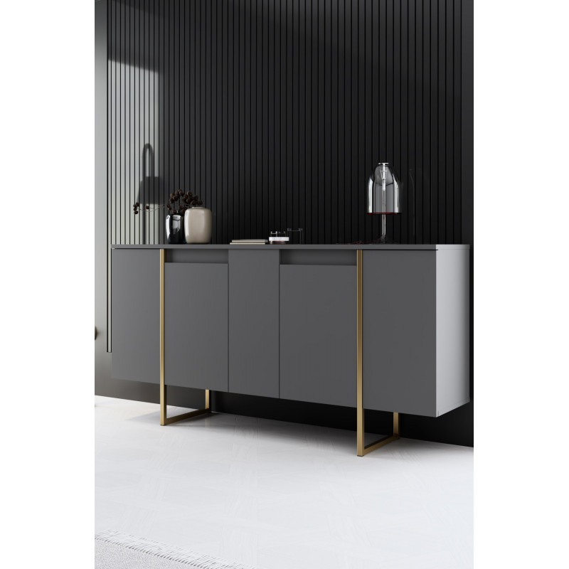 Aparador Luxe Antracita Oro Practica Hogar Aparador Luxe Antracita Oro Practica Hogar